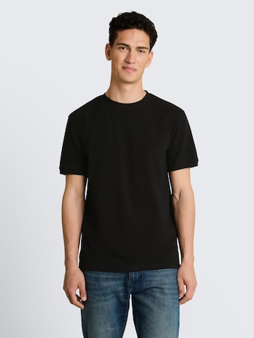 TOM TAILOR DENIM Shirt 'Piqué' in Black: front