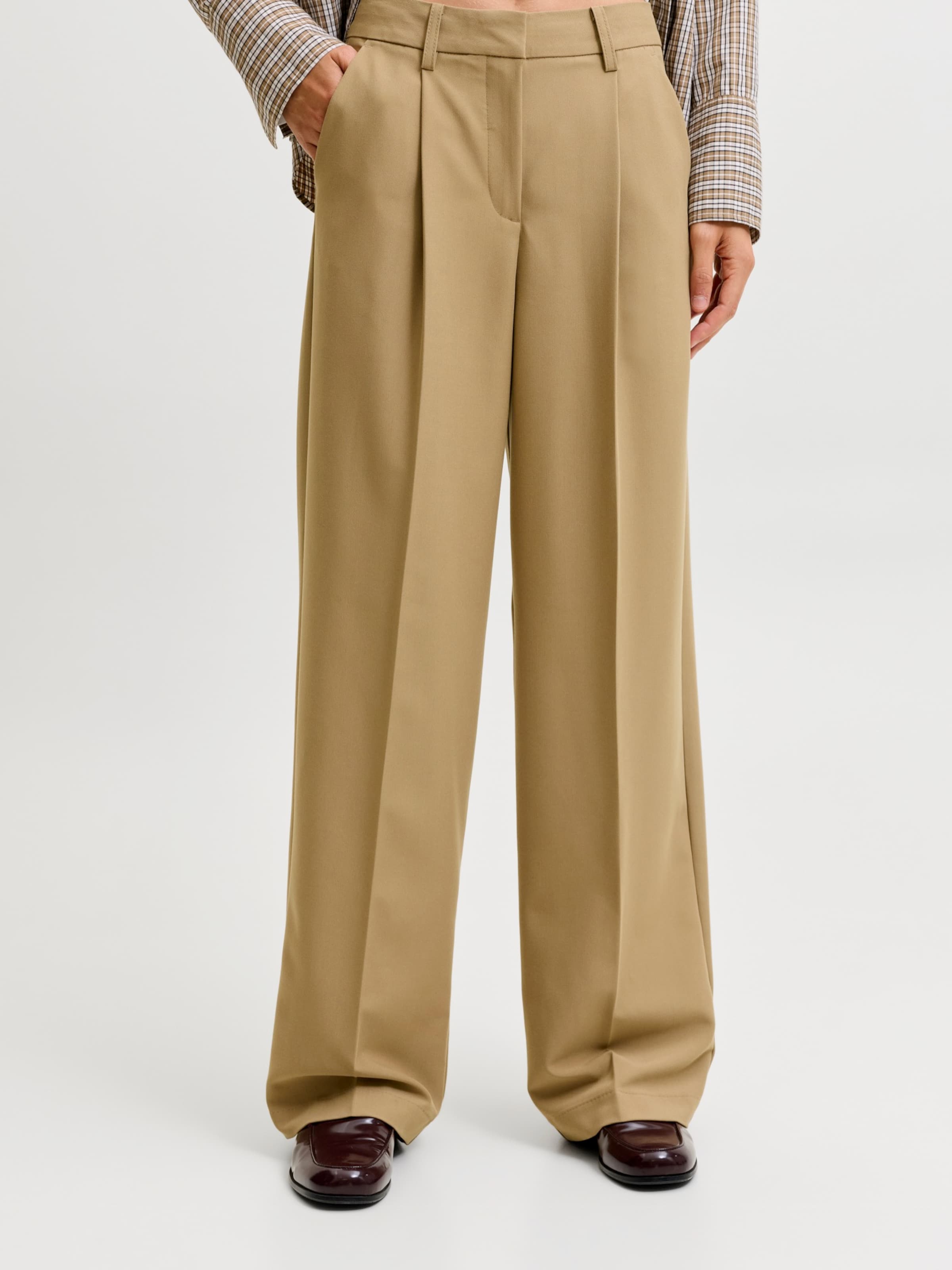 JJXX Wide leg Pleat-Front Pants 'JXELLIS' in Cappuccino | ABOUT YOU