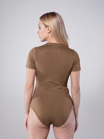 LEAFLETIC Body 'Leafletic Women’s Short Sleeve Crew Neck Bodysuit'‌‌‌‌‌ in Braun