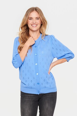 SAINT TROPEZ Gebreid vest 'Doony' in Blauw: voorkant