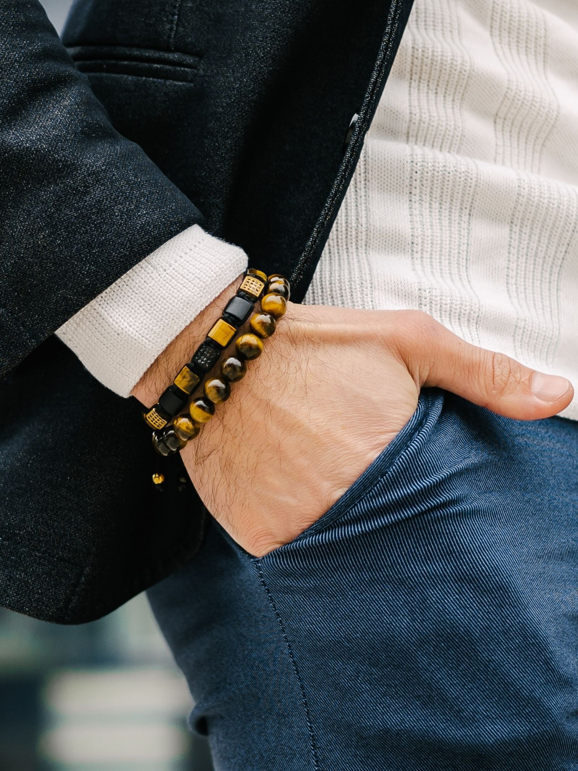 GT Collection Armband 'Flat-Bead' in Bruin