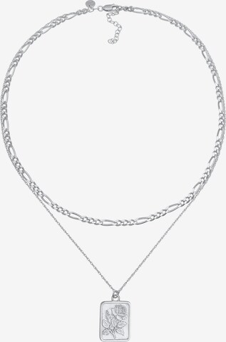 ELLI PREMIUM Halskette Blume, Figaro, Layer in Silber: predná strana