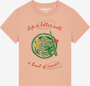 T-shirt 'Life Is Better With Ramen' Watapparel en orange : devant