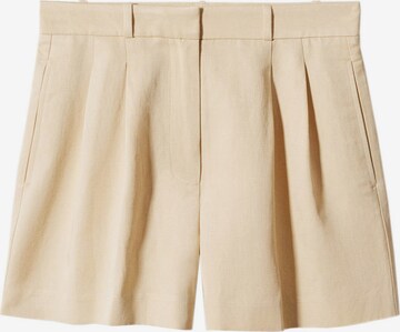 MANGO Regular Bandplooibroek 'PEDRITO' in Beige: voorkant