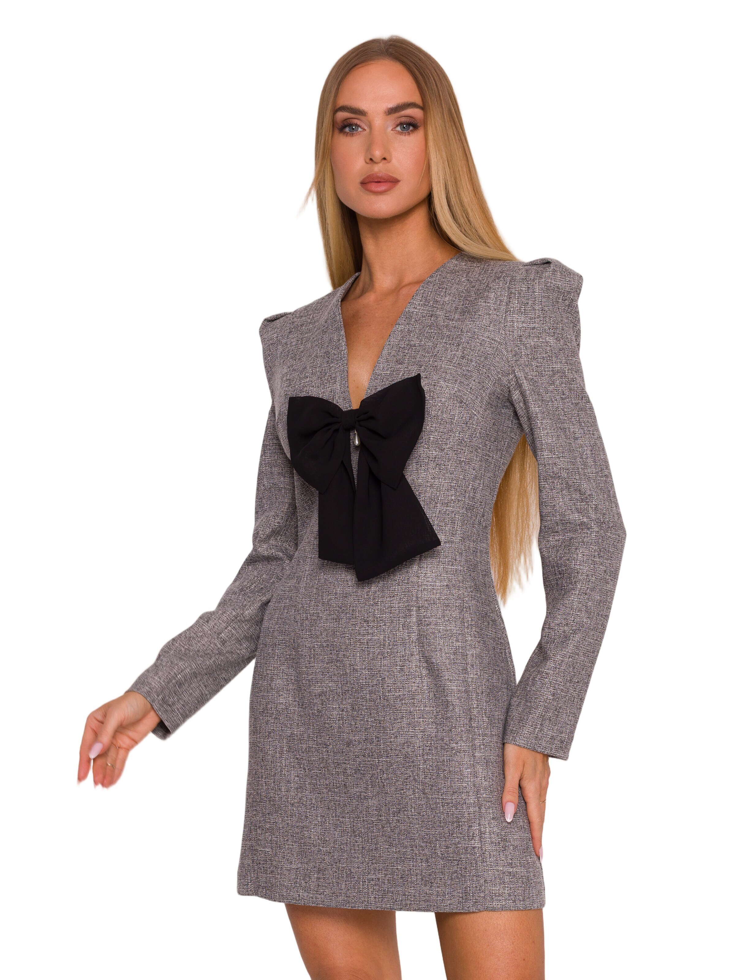 Rochie 'Sukienka tweedowa z kokardą szyfonową' de la made of emotion pe gri