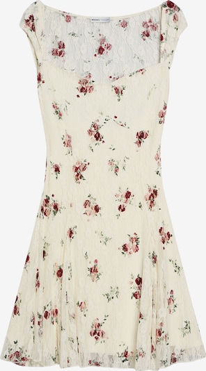 Bershka Cocktailmekko värissä ecru / tummanvihreä / vanha roosa / tummanpunainen, Tuotenäkymä