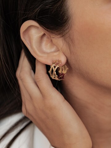 Hey Happiness - Pendientes 'Bubble Twist Hoop' en oro