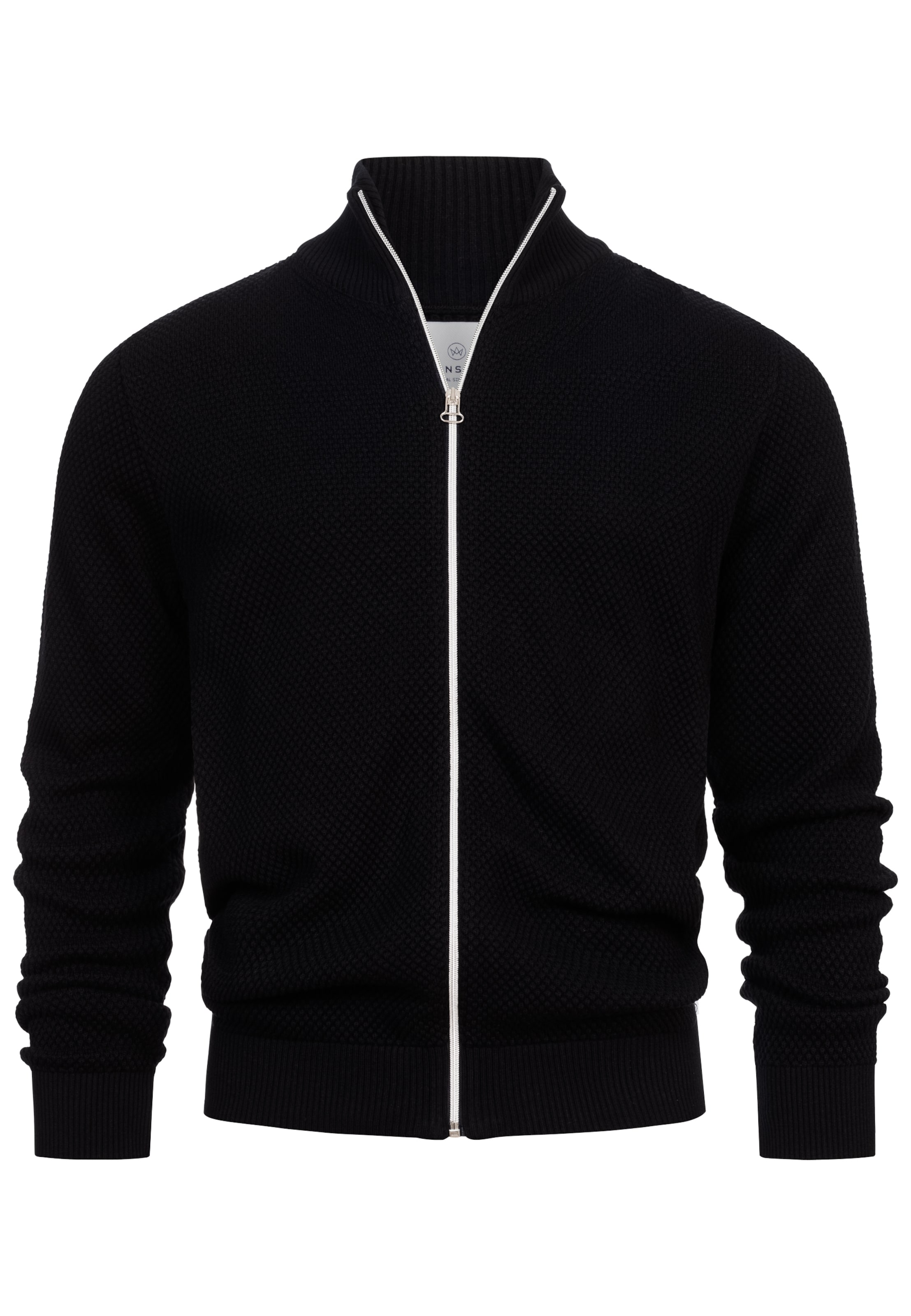 Kronstadt Strickjacke 'Erik' in Schwarz: Vorderseite