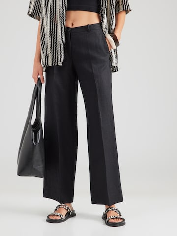 & Other Stories Loosefit Bandplooibroek in Zwart: voorkant