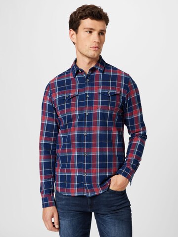 Coupe regular Chemise Petrol Industries en bleu : devant