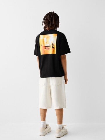 Bershka T-Shirt in Schwarz