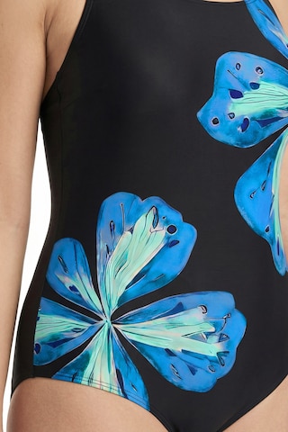 Ulla Popken Bustier Badeanzug in Schwarz
