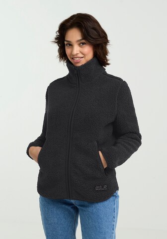 JACK WOLFSKIN Athletic Fleece Jacket in Black: front