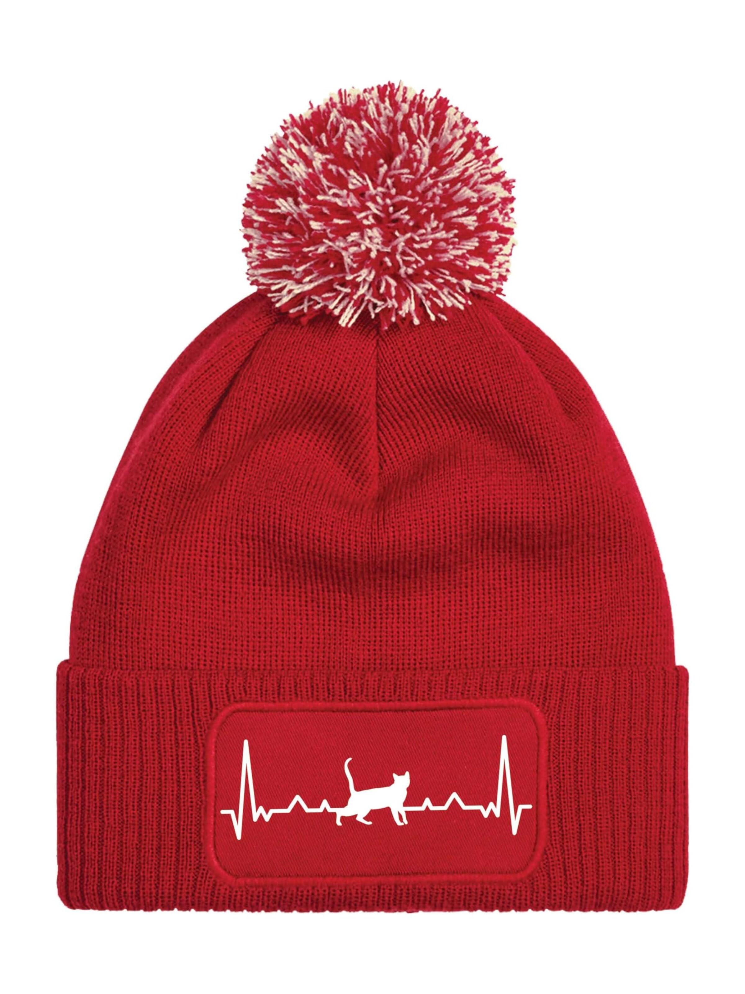 Youth Designz Mütze 'Heartbeat Katze'‌‌‌‌‌‌ in Rot: Vorderseite