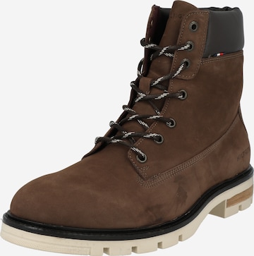 TOMMY HILFIGER - Botas com atacadores em castanho: frente