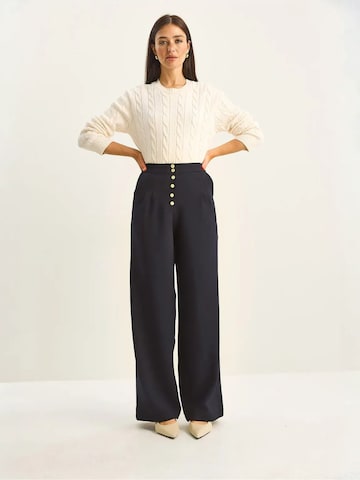 Bianco Lucci Wide leg Bandplooibroek in Blauw