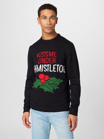 Only & Sons Sweater 'XMAS' in Black: front