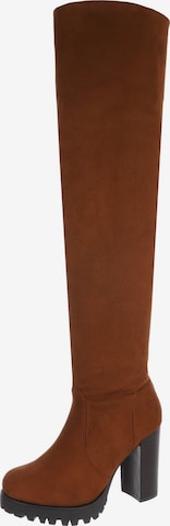 Ital-Design Over the Knee Boots in Brown: front