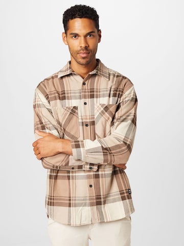 Dr. Denim Regular fit Button Up Shirt 'State Worker' in Brown: front