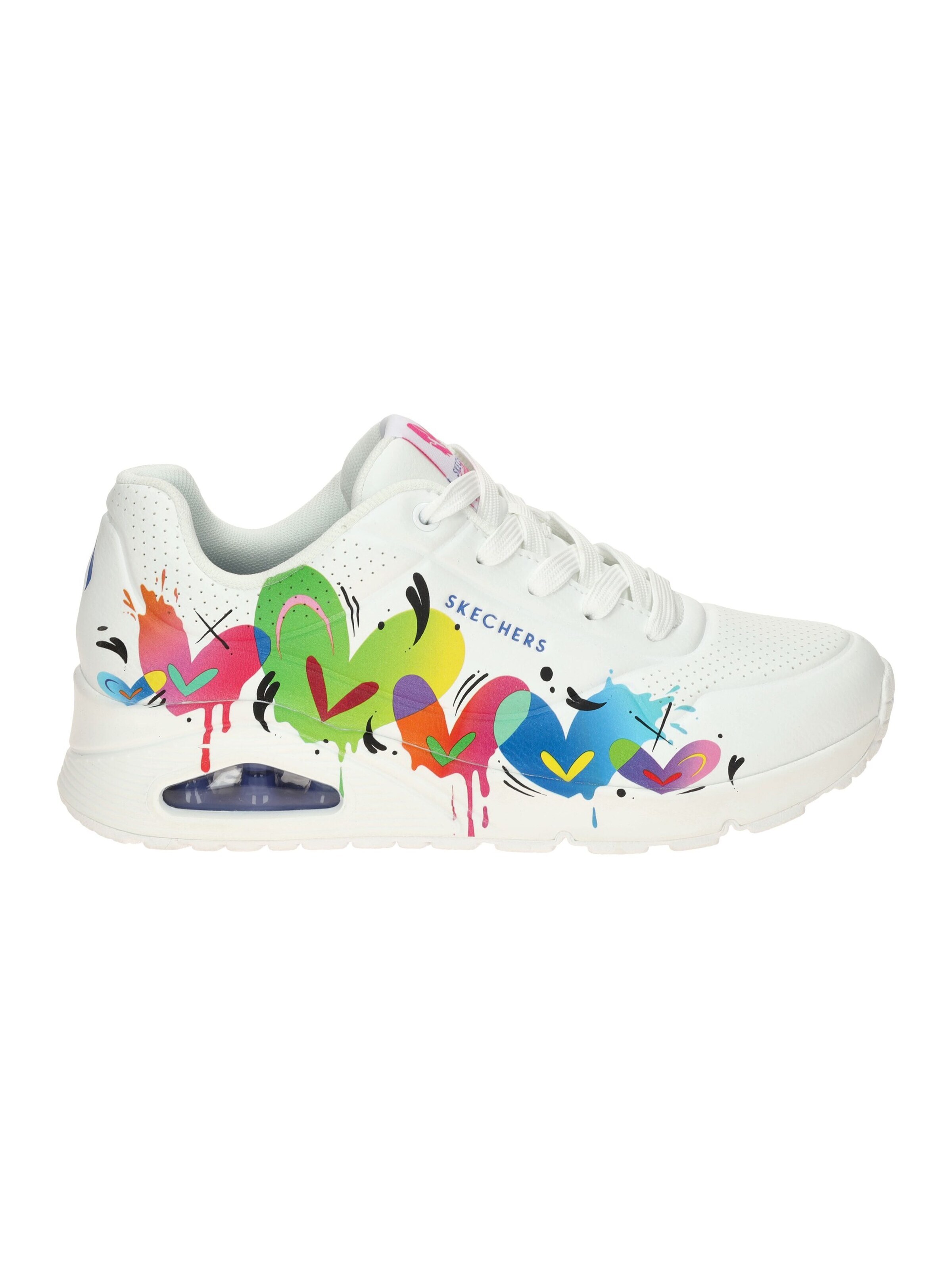 SKECHERS Lace-Up Shoes 'Skechers Uno Schuhe weiß bunte Herzen 190008' in White: front