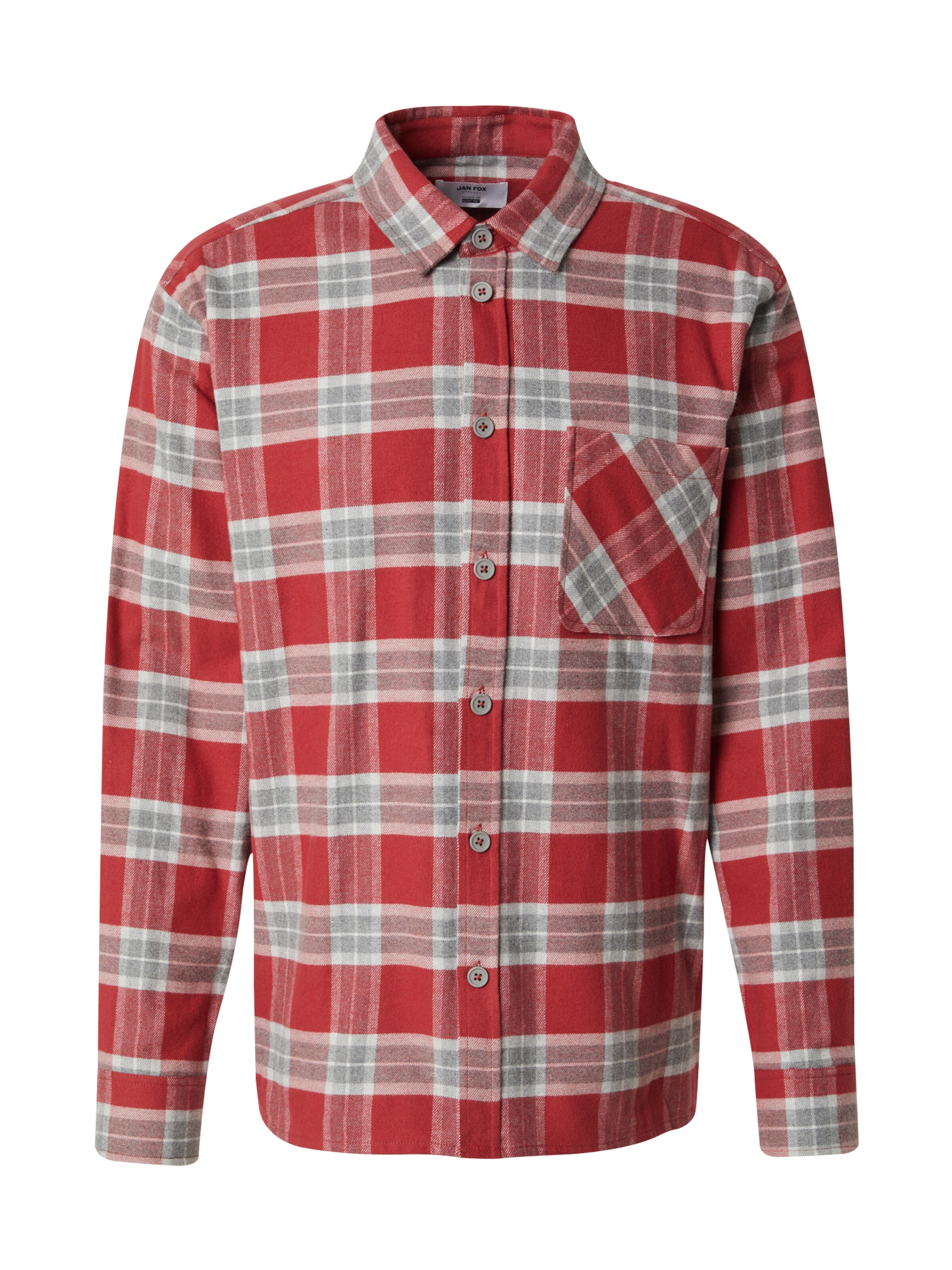 DAN FOX APPAREL Skjorte 'Lasse' i lysegrå / rød, Produktvisning