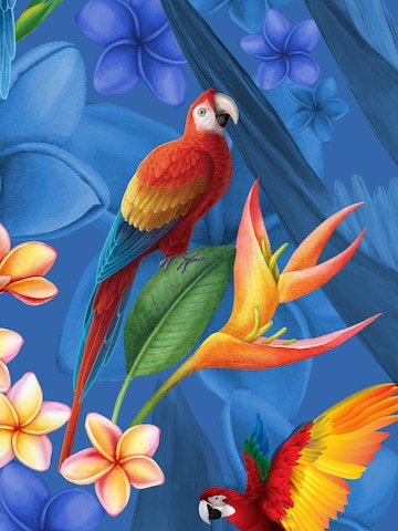 Hawaiihemdshop.de Regular fit Overhemd 'Flower Parrots' in Blauw
