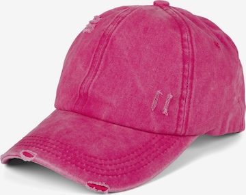 styleBREAKER Cap 'Ponytail Baseball Cap Used Look' in Pink: Vorderseite