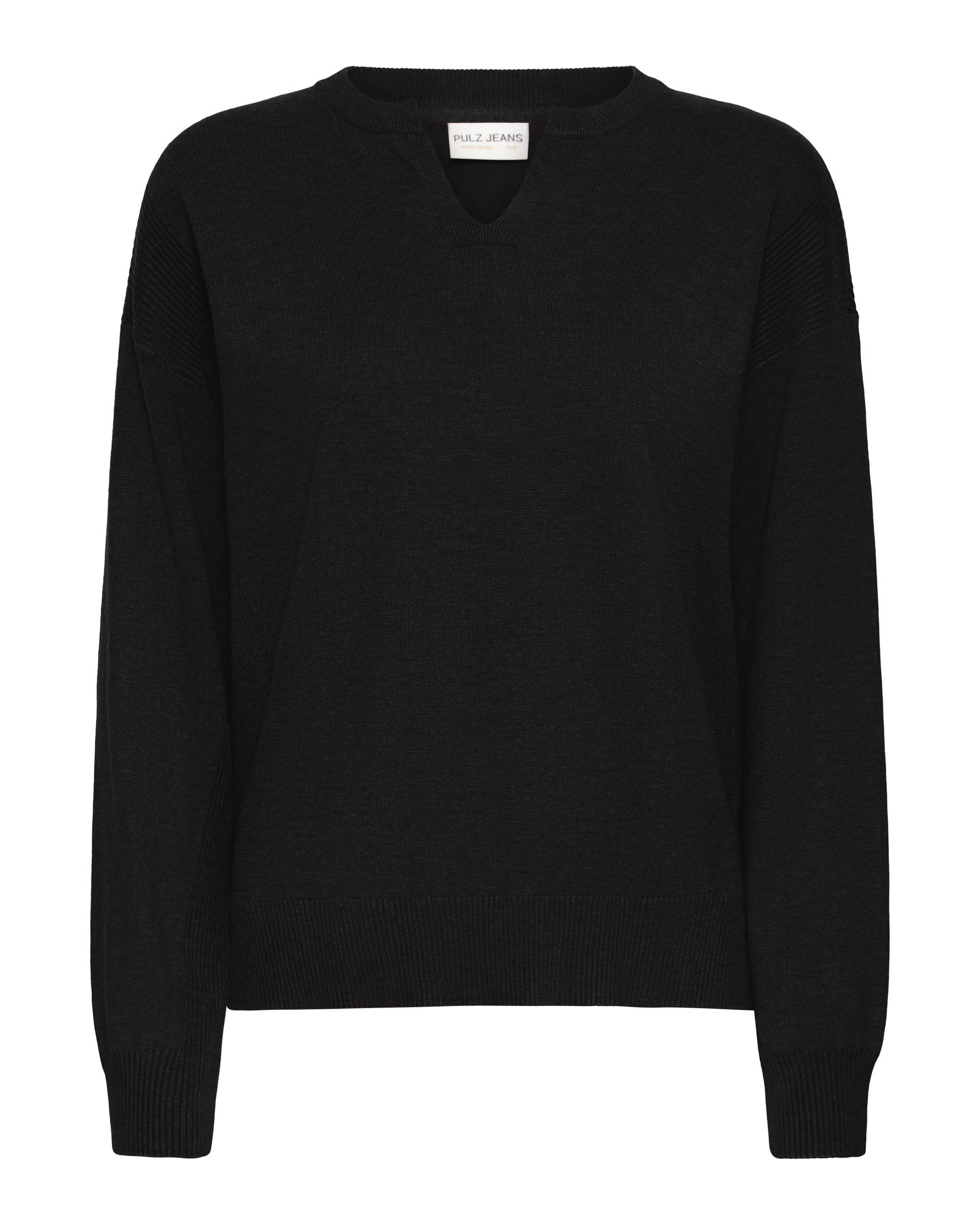 Pulz Trui 'PZSara' in Zwart: voorkant