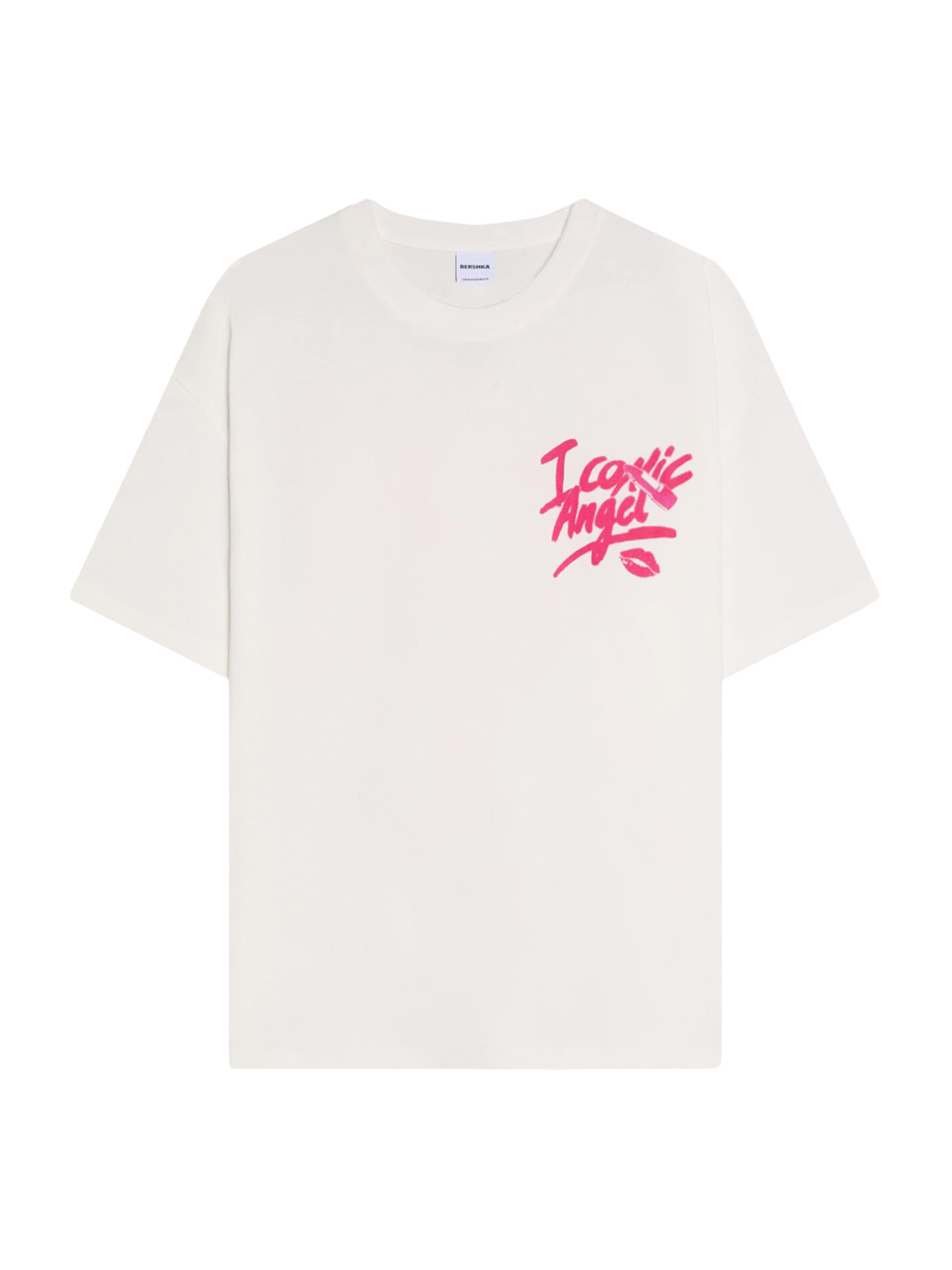 Bershka Oversized bluse i pink / hvid, Produktvisning