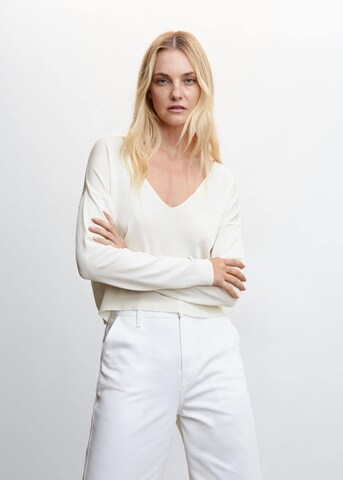 MANGO Sweater 'Crayon' in White: front