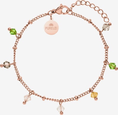 PURELEI Armband 'Boho' in rosegold / grün / pink / weiß, Produktansicht