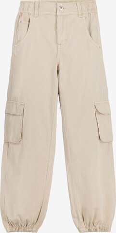 Bershka Loose fit Cargo trousers in Beige: front