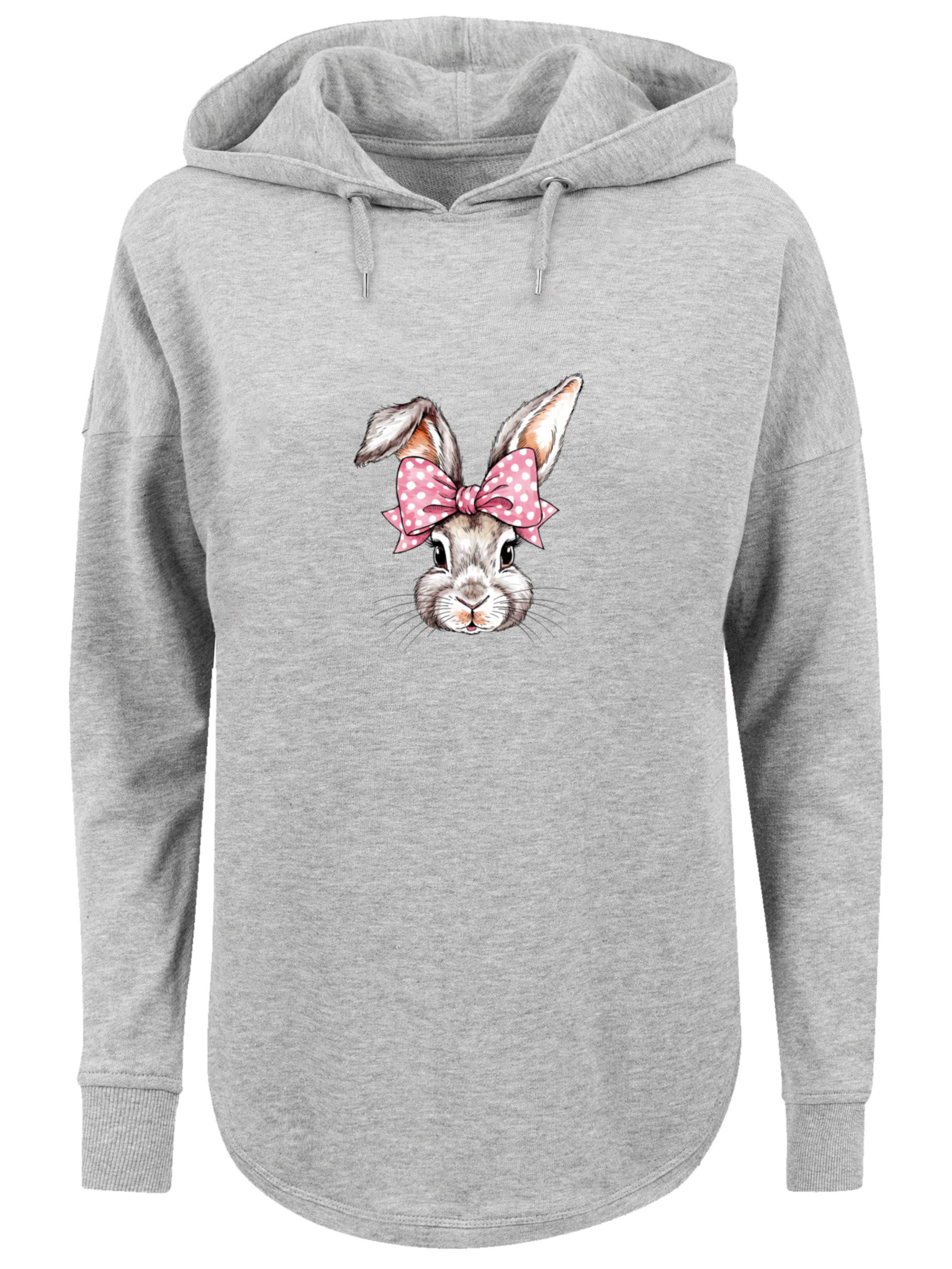 F4NT4STIC Sweatshirt 'Niedlicher Hase mit Schleife' in Grey: front