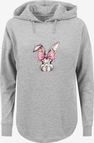 F4NT4STIC Sweatshirt 'Niedlicher Hase mit Schleife' in Grau: Vorderseite