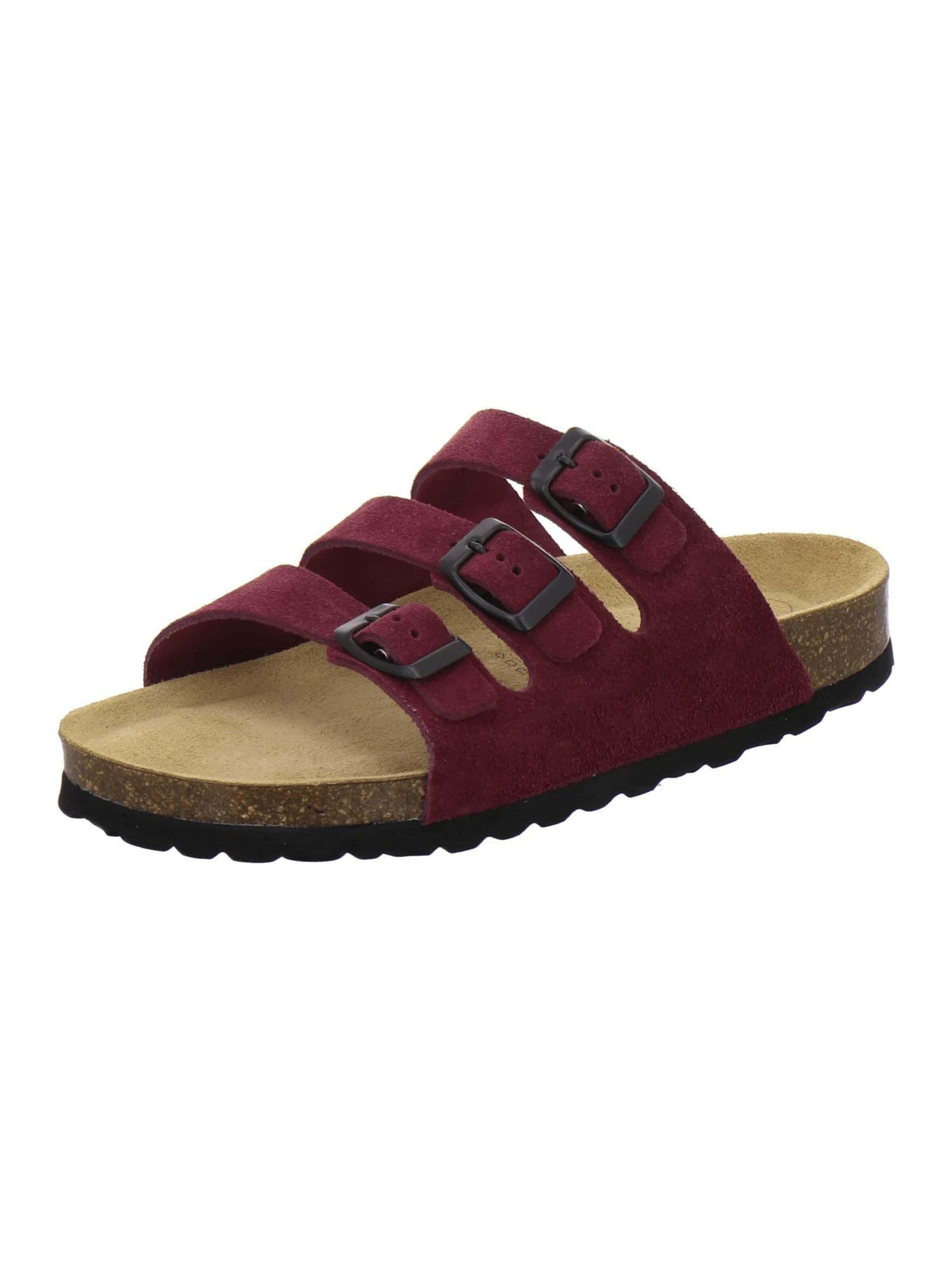 AFS-Schuhe - Zapatos abiertos 'Pantoletten Damen Dreischnaller beere' en lila: frente