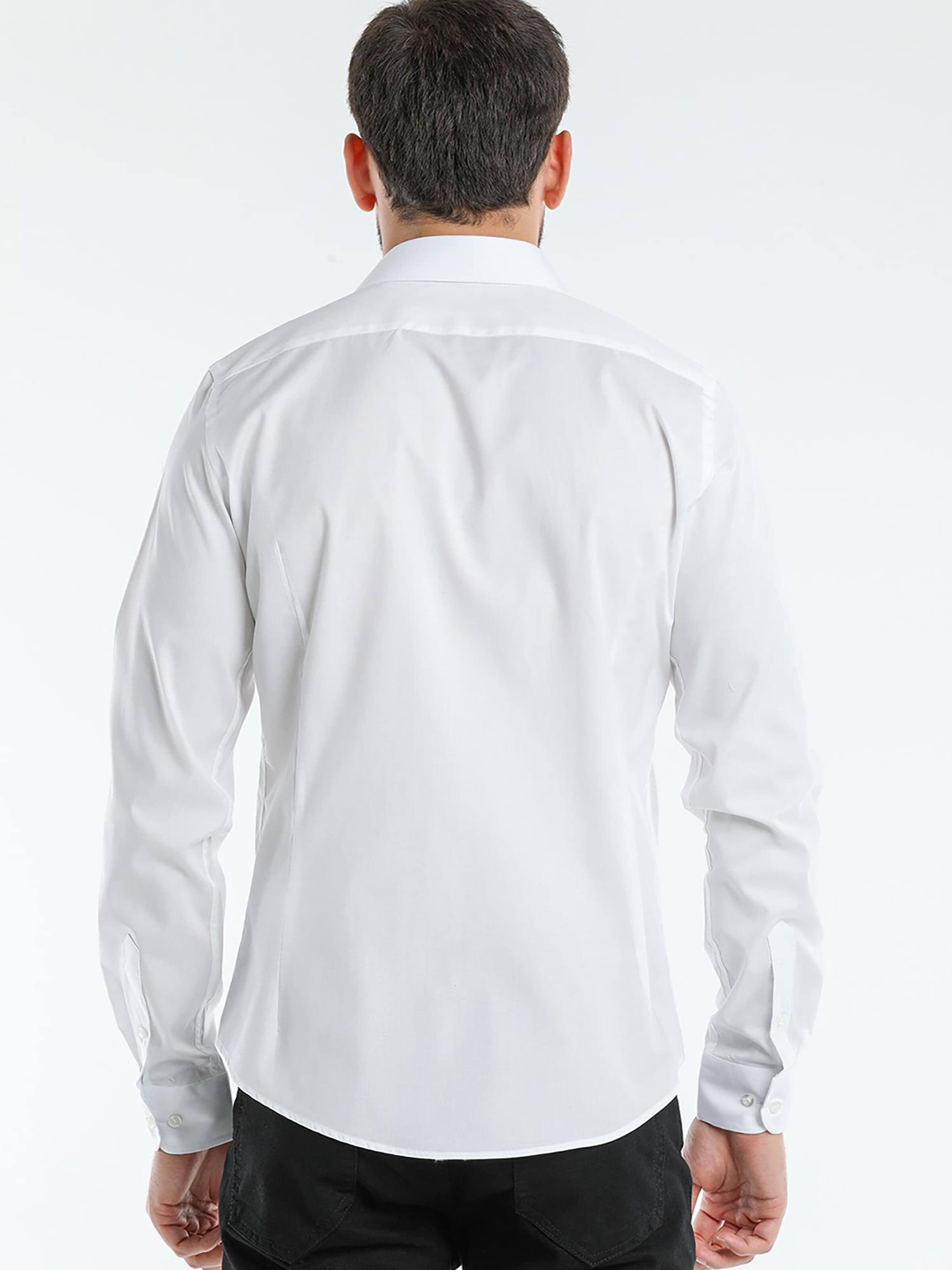 Slim fit Camicia business 'Firenze Essentials Poplin Stretch Man Shirt White' di 7Camicie in bianco