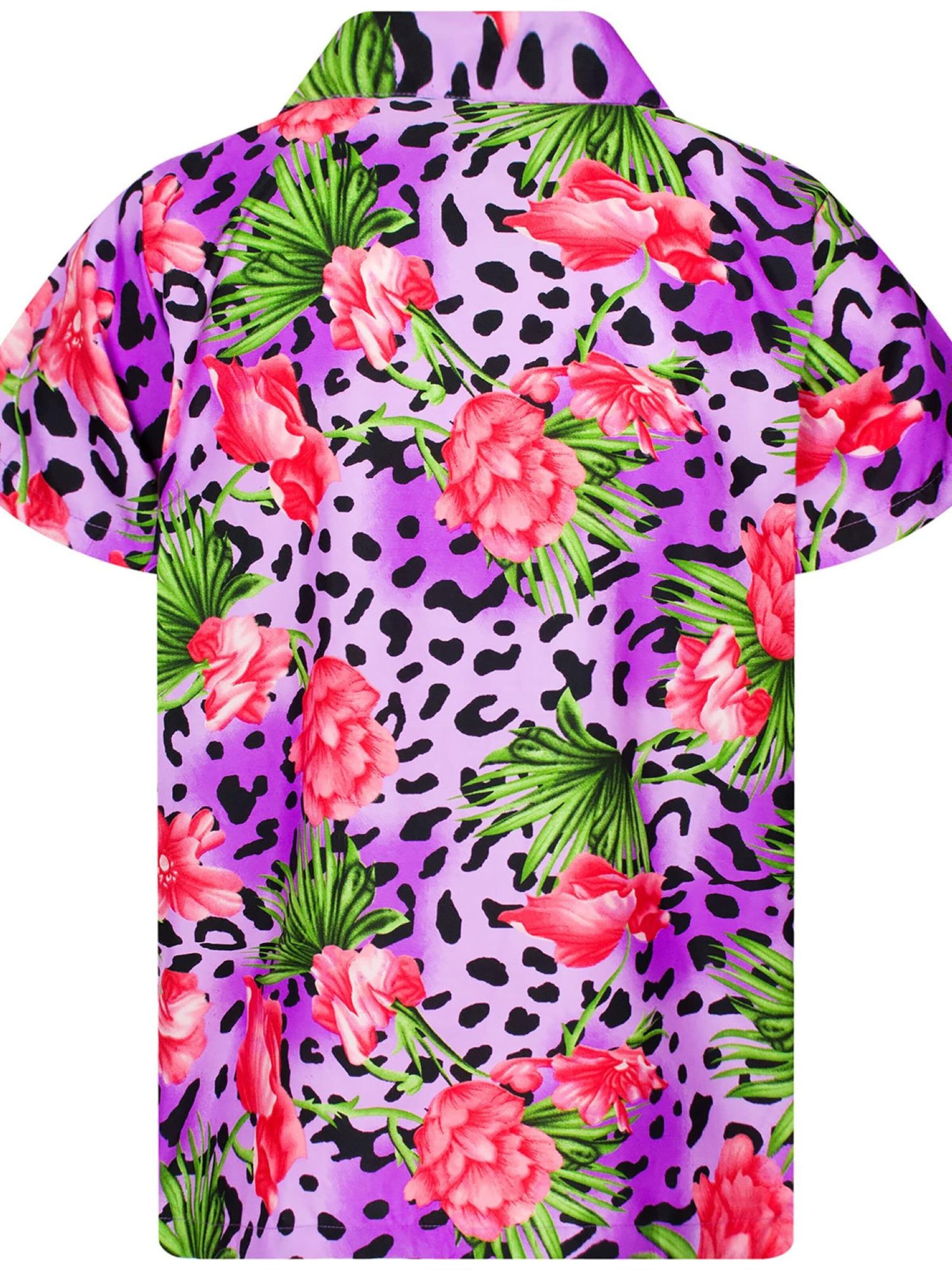 King Kameha Shirt 'Leopard Flowers' in Lila
