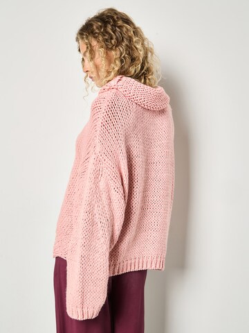 Apricot Chunky Knit Roll Neck Oversized Jumper ' ' in Pink
