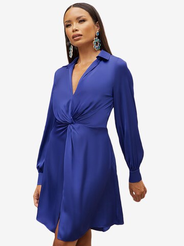 Chi Chi London Shirt Dress in Blue: front