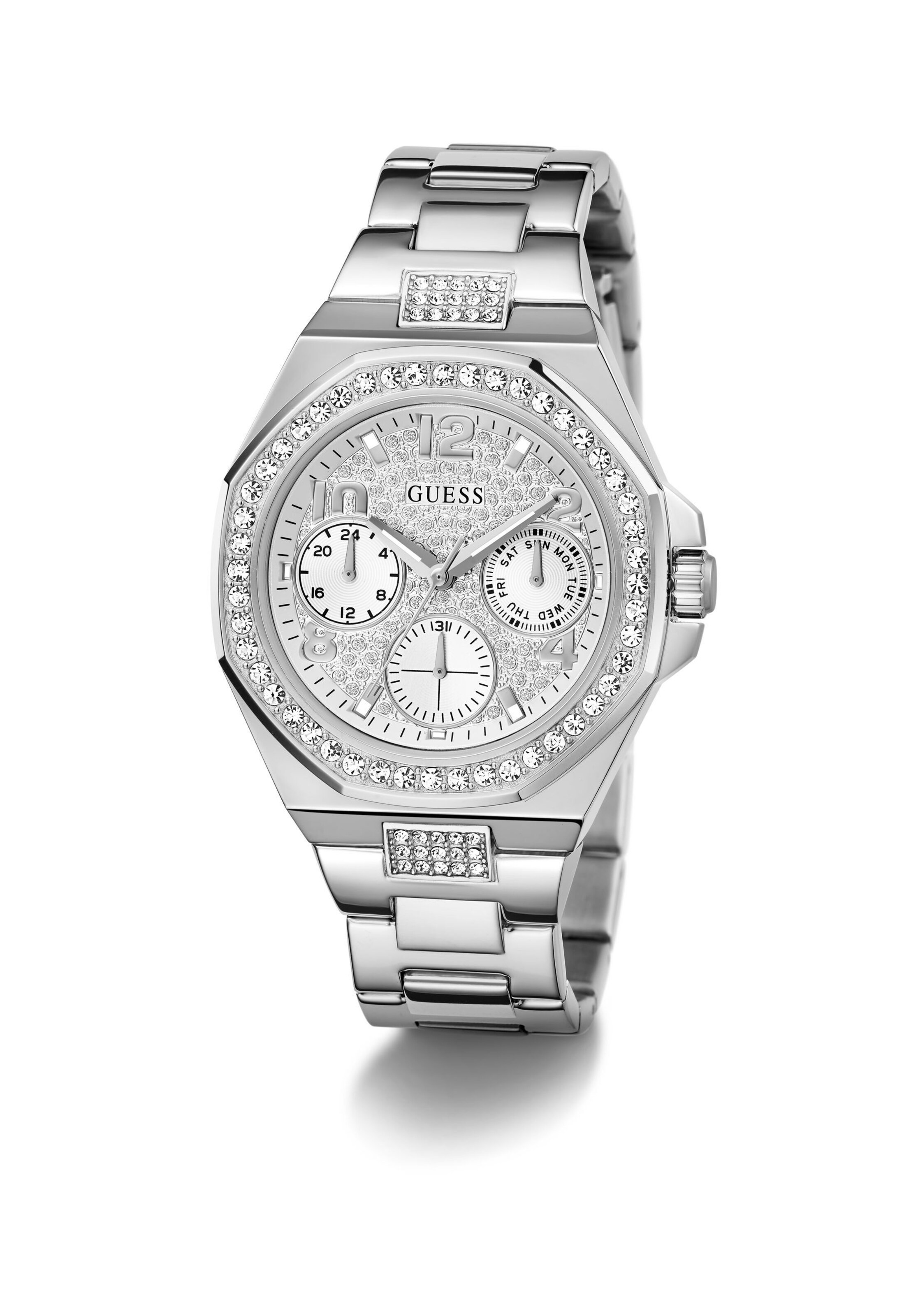 GUESS Analog Watch 'LADY EMPIRE' in Silver: front