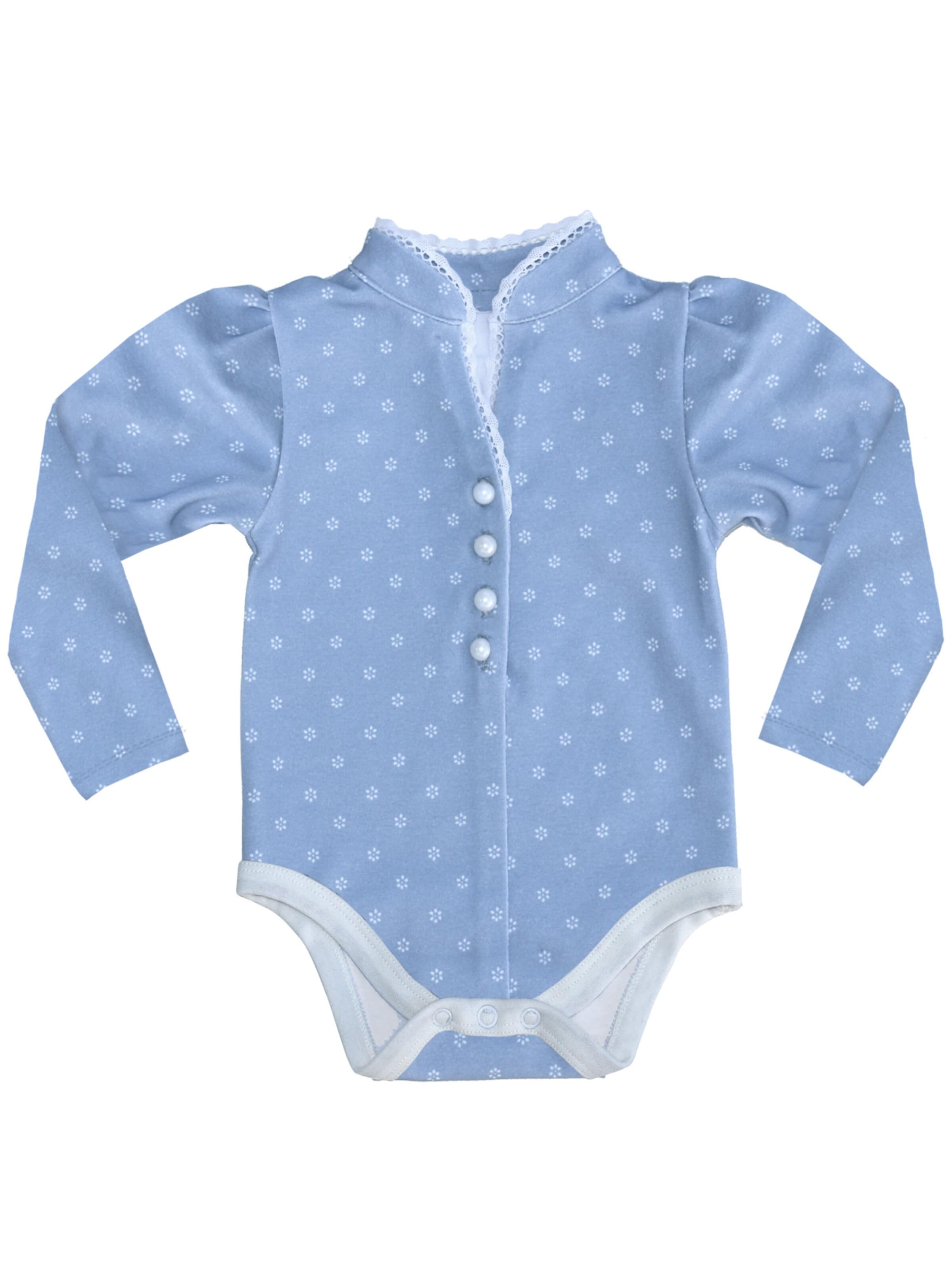 Mogo Strampler/Body 'Madrisella'‌‌‌‌‌ in Blau: Vorderseite