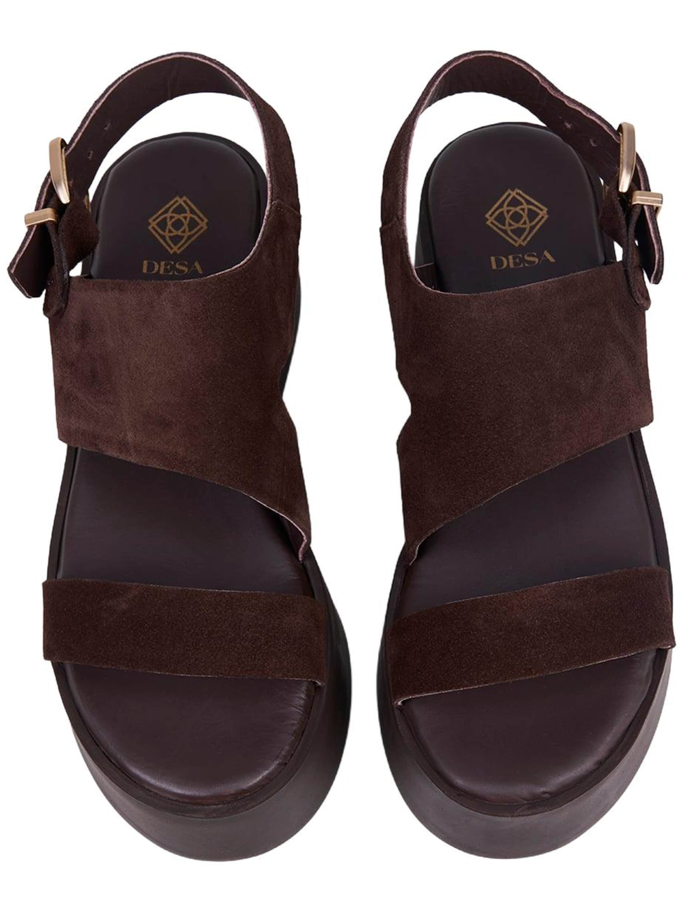 Desa T-bar sandals 'Keilsandalen' in Brown