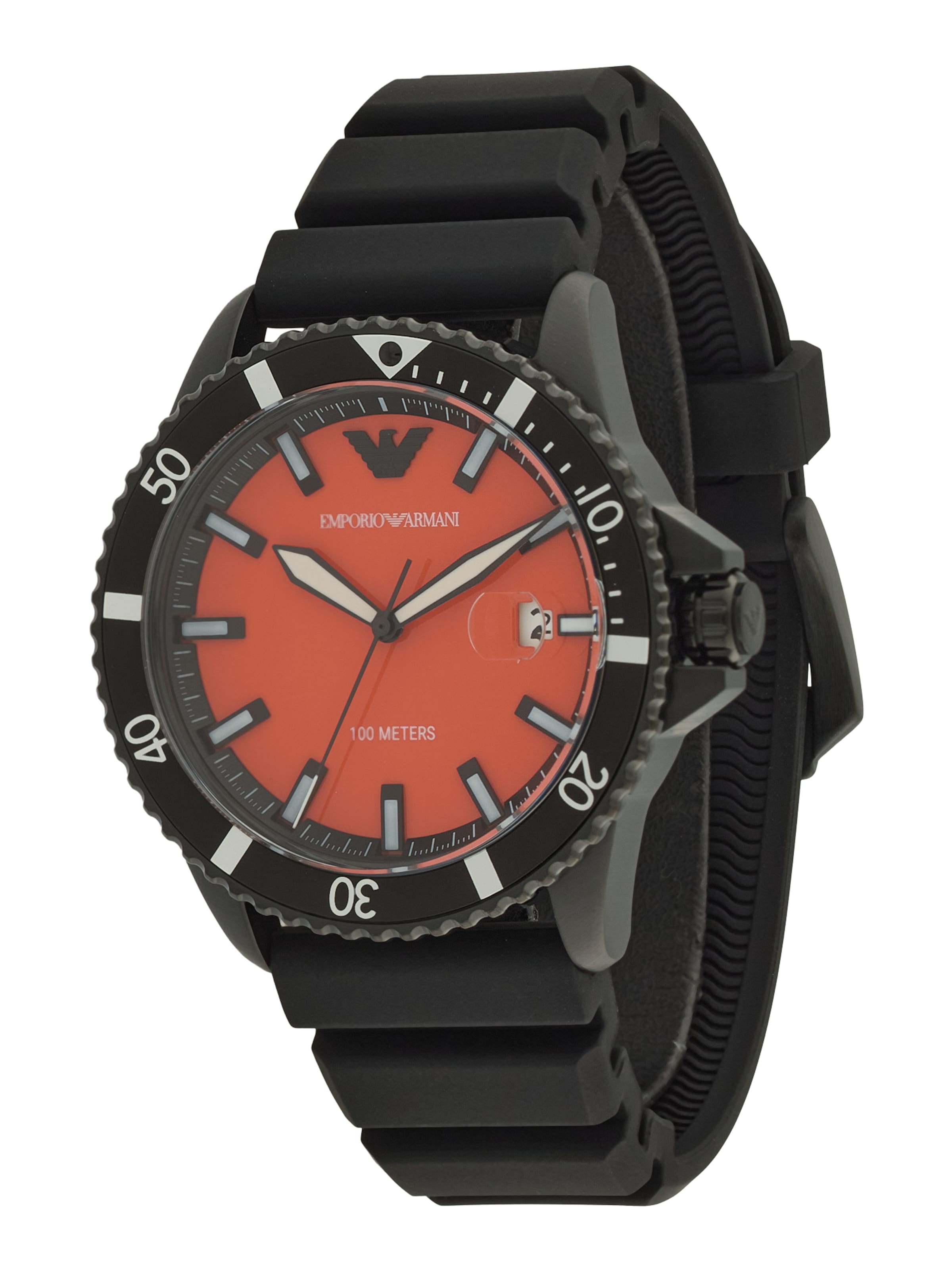 Ceas analogic de la Emporio Armani pe negru: față