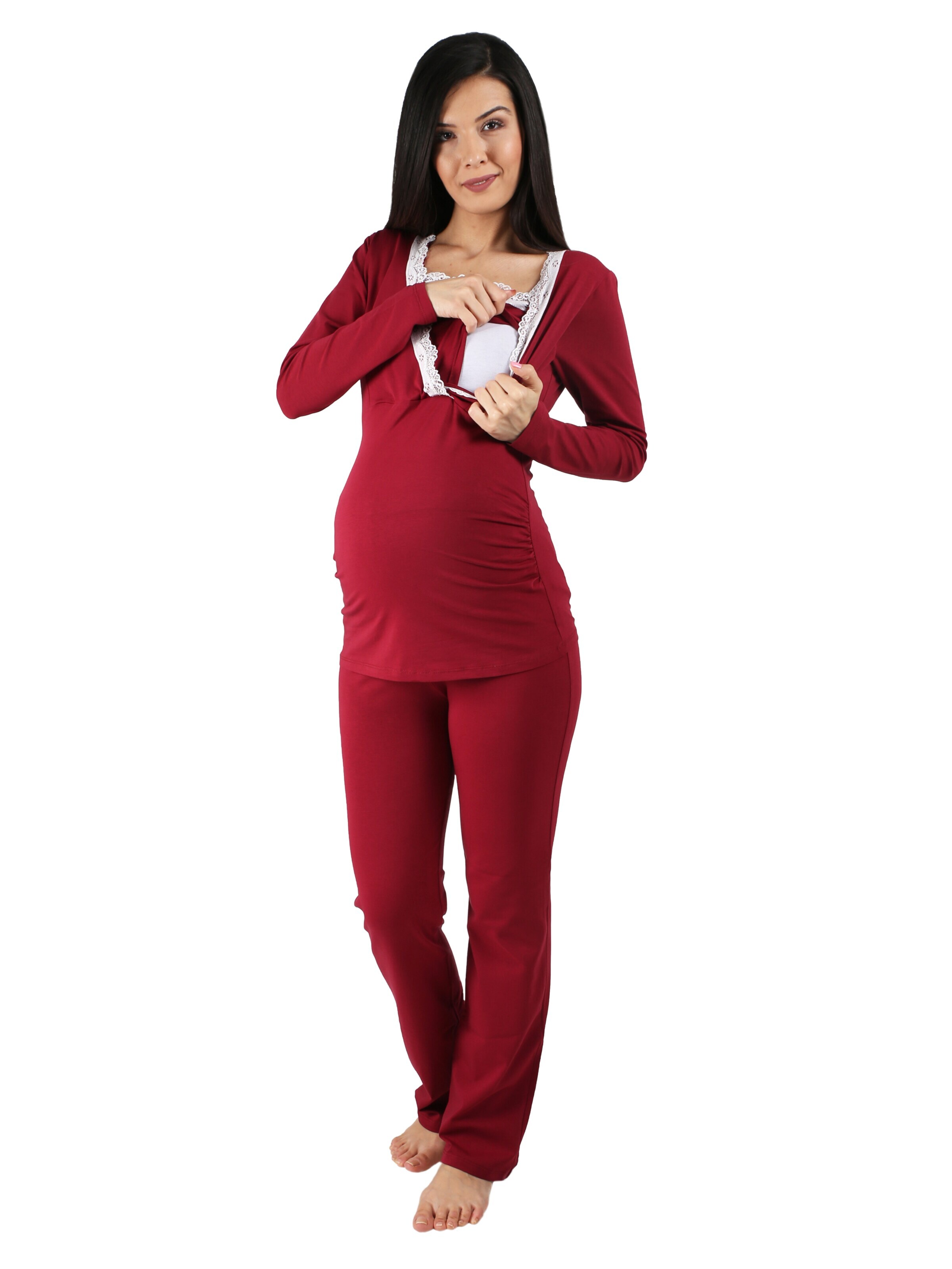 M.M.C. Pajama 'Spitze Umstandspyjama' in Red