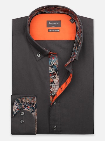 Slim fit Camicia business 'Donatello Poplin' di 7Camicie in grigio