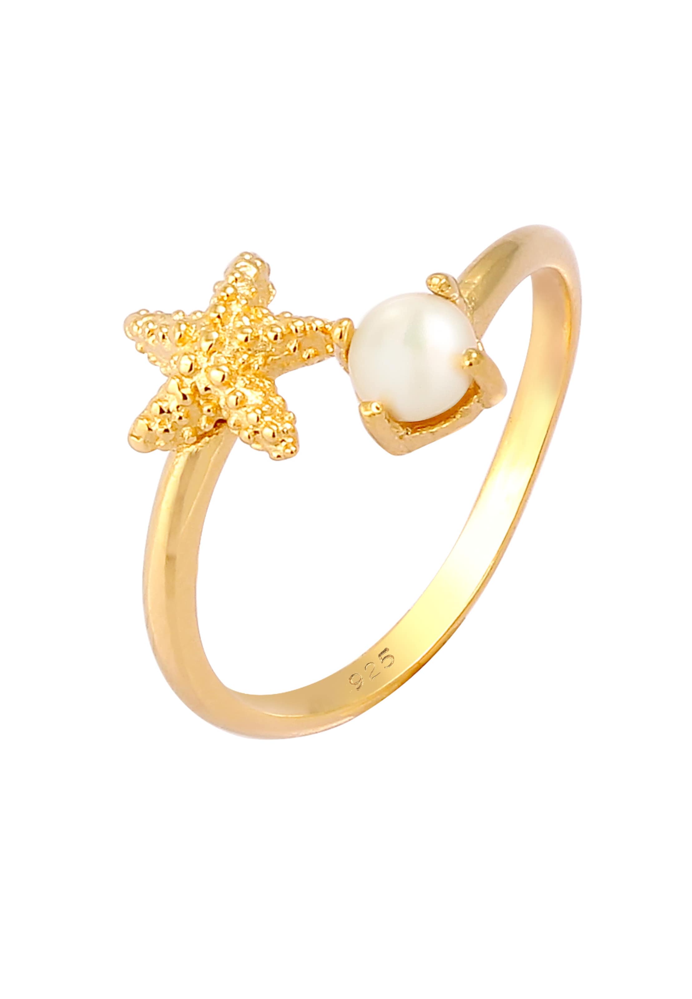 ELLI Bague en or / blanc perle, Vue avec produit