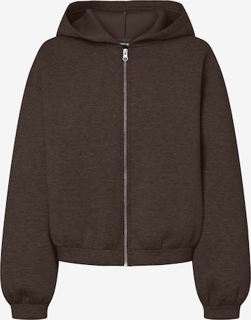 PIECES Sweatjacke 'PCBucuba' in Braun: Vorderseite