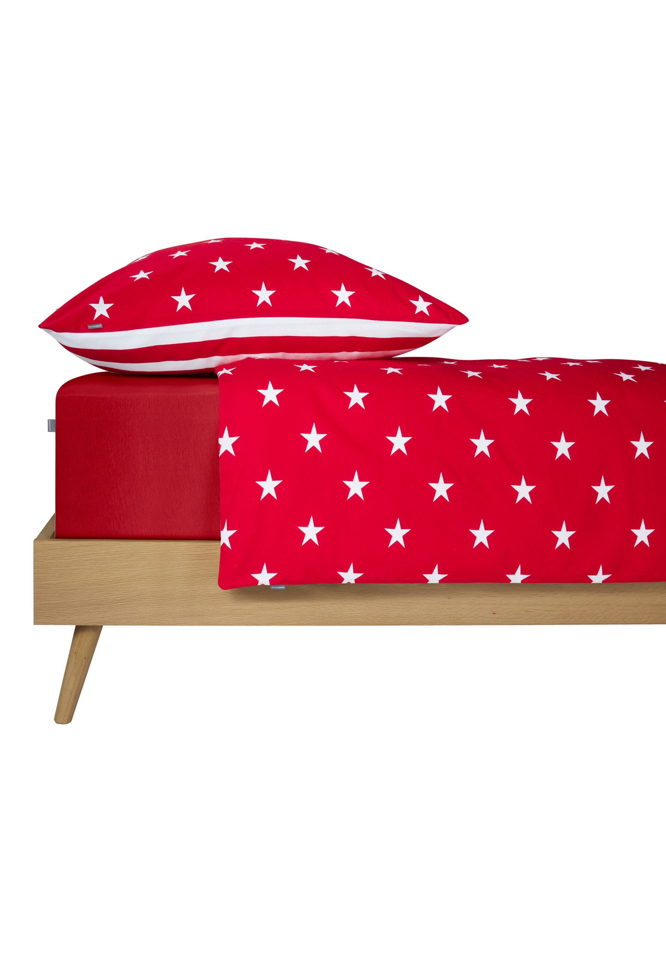 SCHIESSER Duvet Cover 'Sterne Feinbiber' in Red