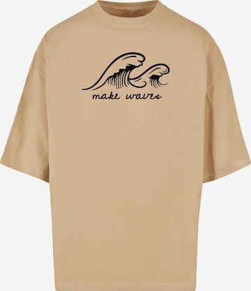 Merchcode Shirt ' Summer - Make waves Huge' in Beige: voorkant