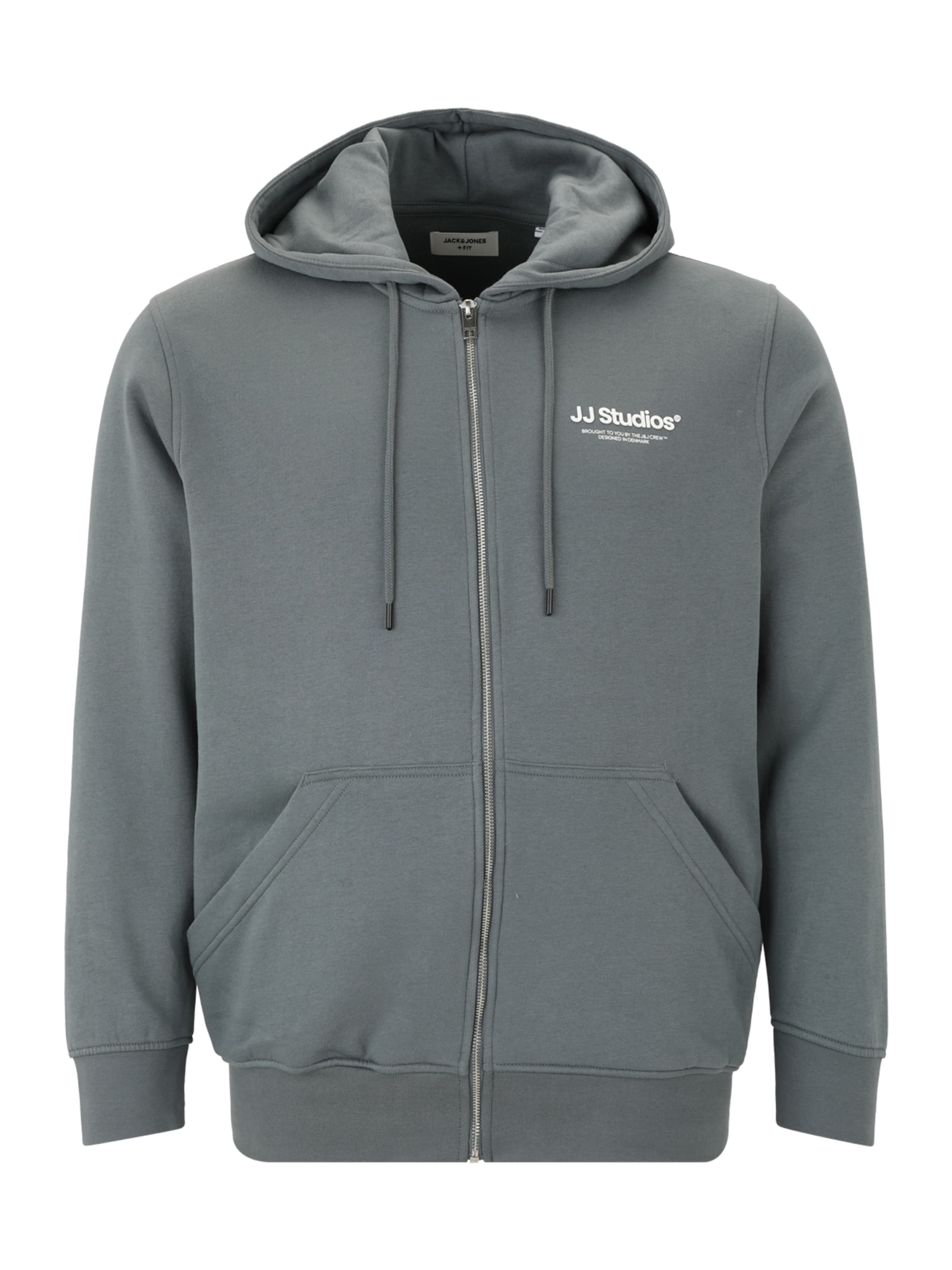 Jack & Jones Plus Ζακέτα φούτερ 'JJESOHO' σε γκρι: μπροστά